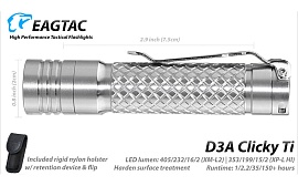 EagleTac D3A Clicky Ti (XM-L2, нейтральный свет)