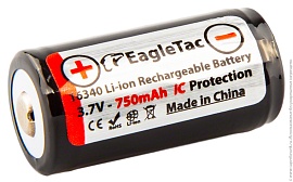 Аккумулятор EagleTac 16340 (750 мАч, защищенный)